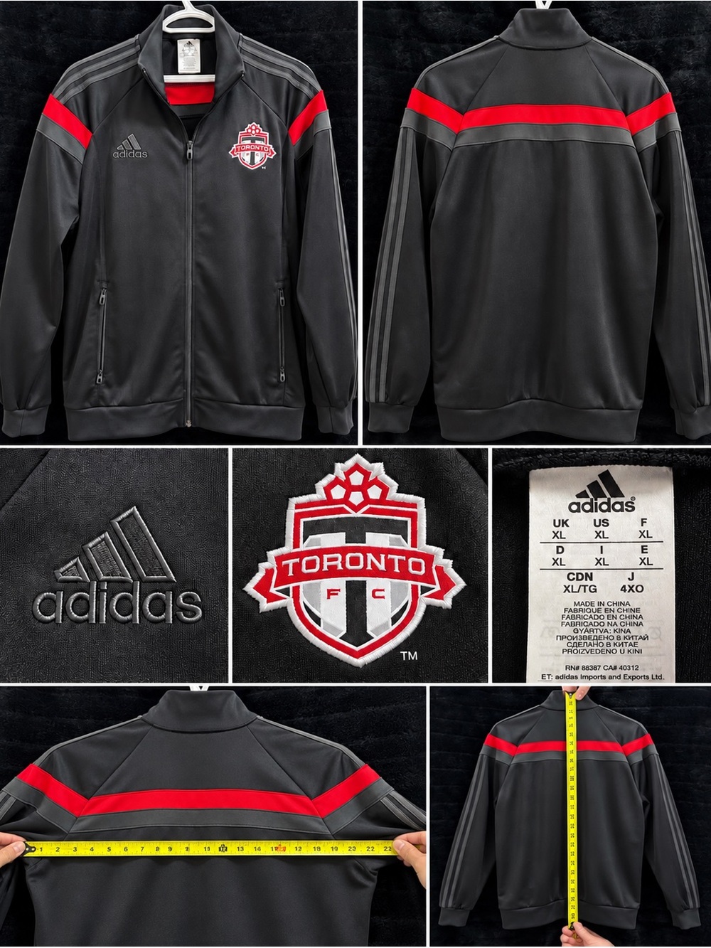 Adidas Toronto FC Men’s XL Full Zip Track Jacket TFC MLS Black Red